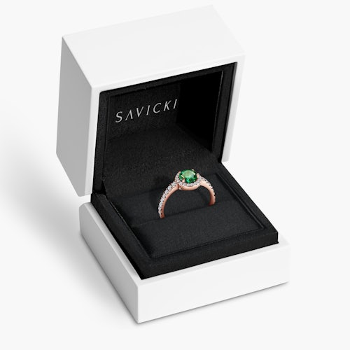 Pierścionek zaręczynowy This is Love: różowe złoto, szmaragd